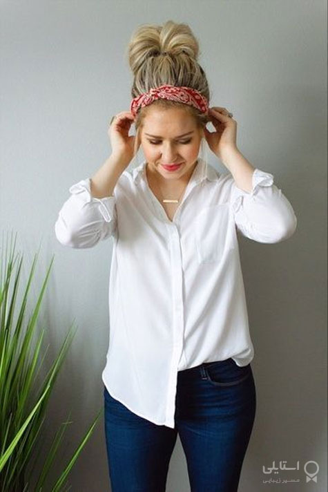 مدل موی جمع شده با هدبند