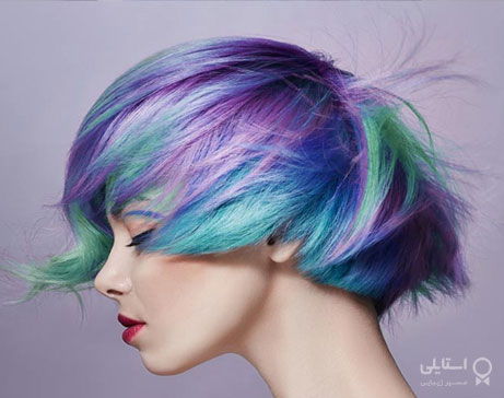 رنگ مو تکه‌ای آبی کلاسیک