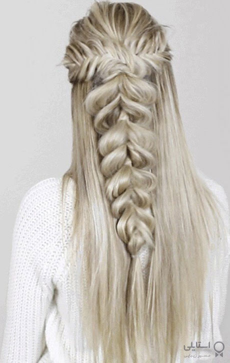 بافت تیغ ماهی برای موهای بلند