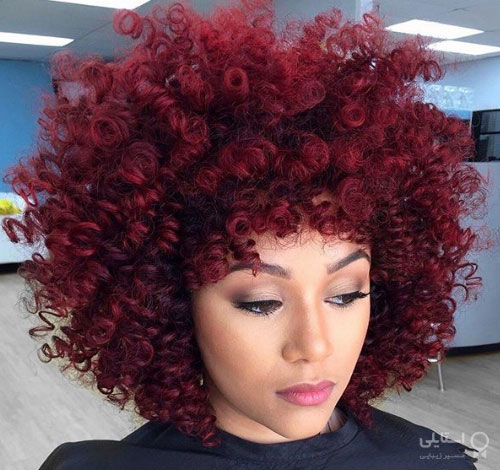 موهای فرفری و رنگ شرابی