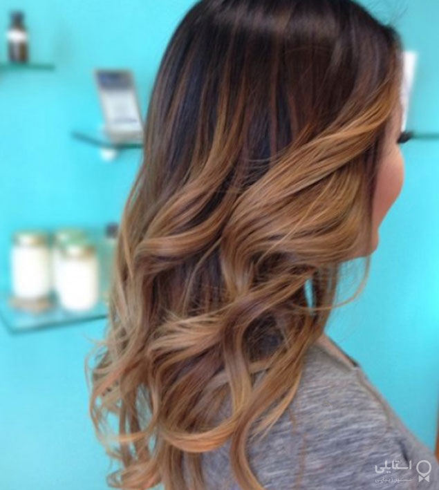 رنگ موی آمبره قهوه‌ای کاراملی