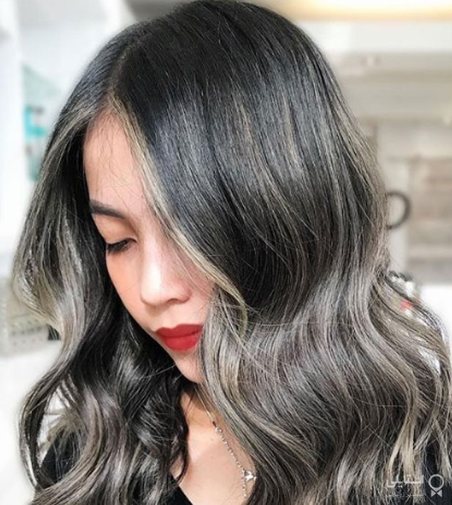 رنگ موی قهوه‌ای خاکستری تیره با سایه پلاتینیوم