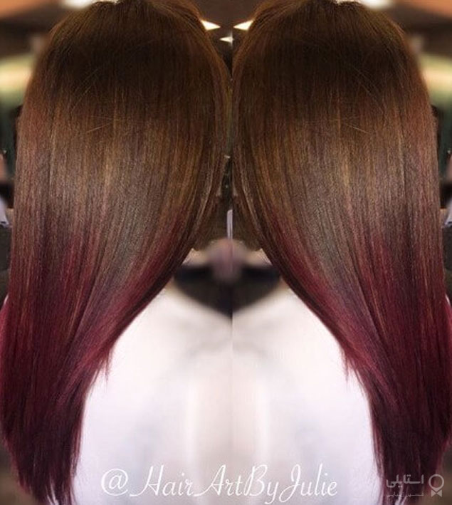 رنگ موی آمبره بنفش شرابی